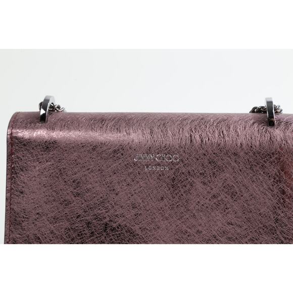 Jimmy Choo Finley Metallic Vintage Rose Leather Crossbody Shoulder Bag w/ Chain - Picture 4 of 16